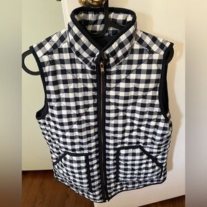 J Crew Mercantile Navy and White Checkered Quilted Vest